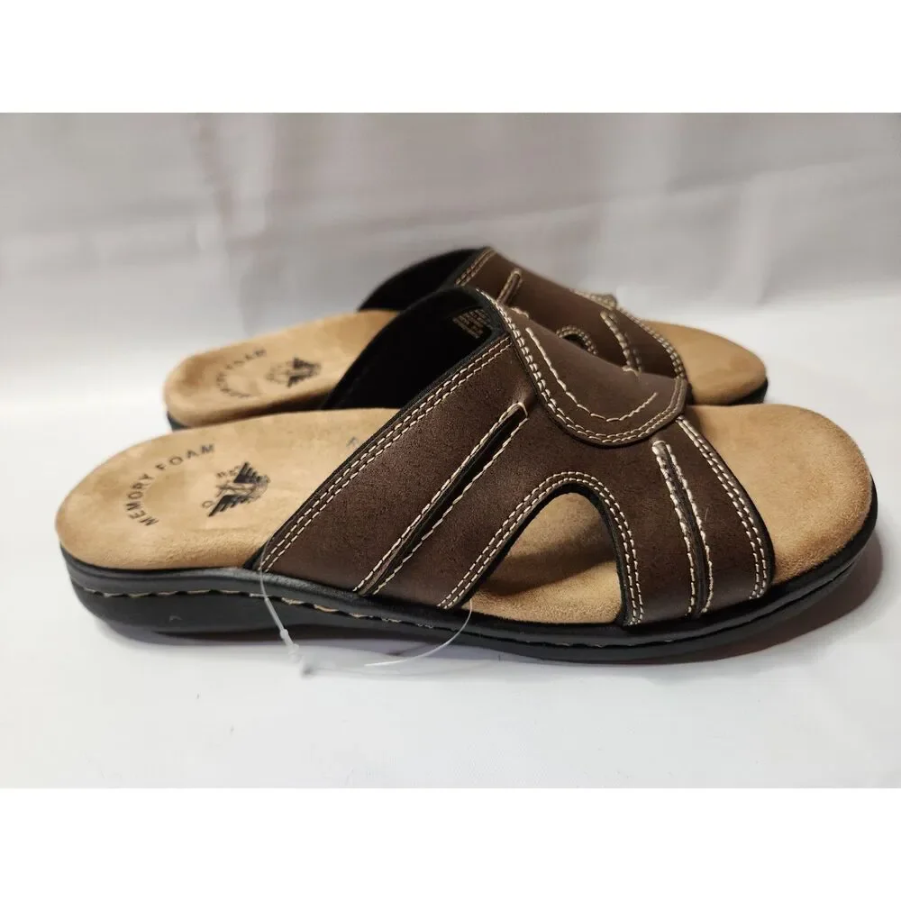 Dockers Memory Foam Fusion Footbed Sandals Men’s 8M Brown Slide Comfort